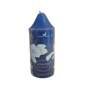 American Greetings Scented Large Pillar Candle Vintage Blue 6" MADE IN USA